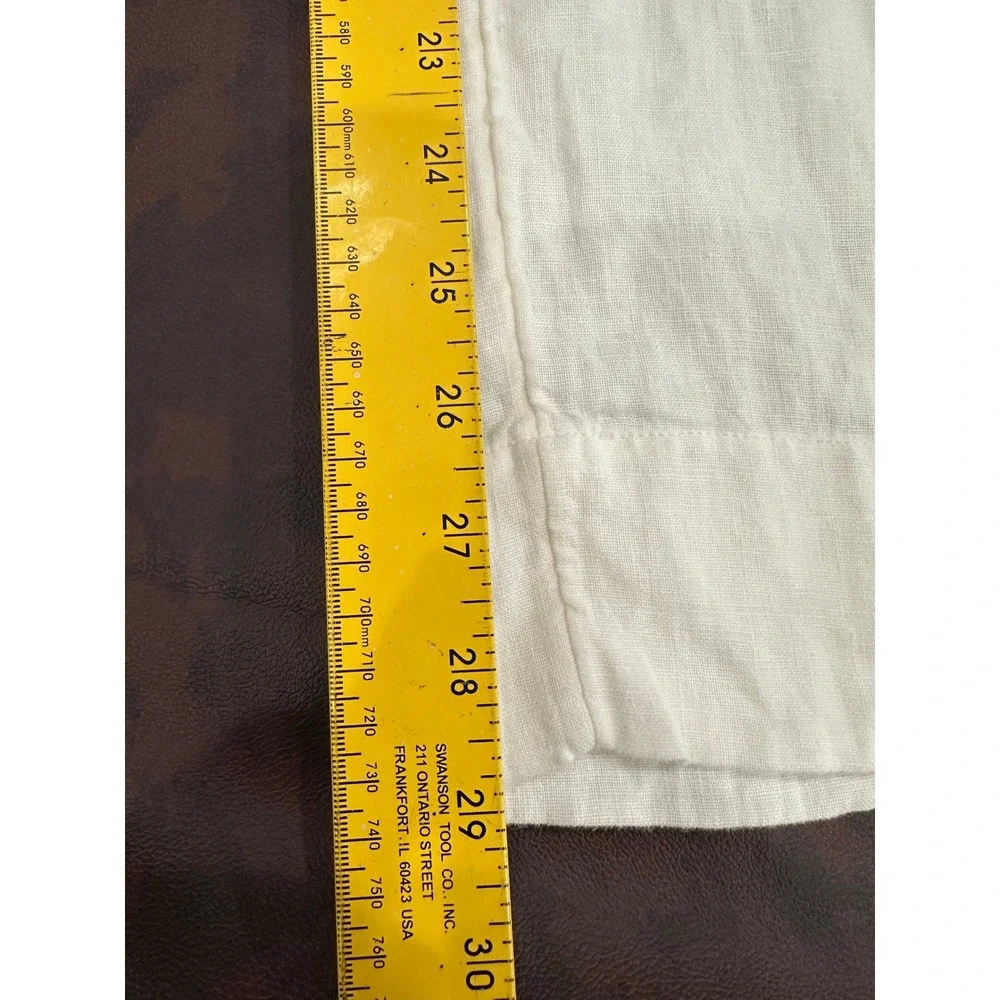 Beyond Yoga White 100% Linen Wide Leg Elastic Waist Patch Pocket Pants Large